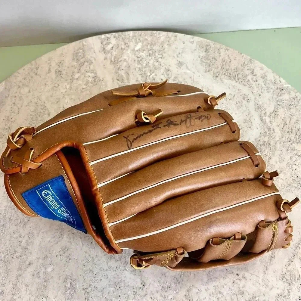 Chicago Tribune Mens Brown‎ Signed Gary SouthShore RailCats Baseball Glove NWOT